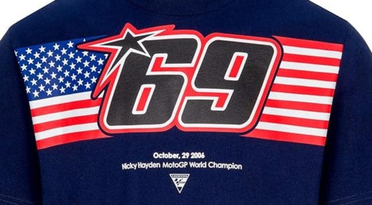 NICKY HAYDEN - AMERICAN FLAG - 69 - BLUE T-SHIRT