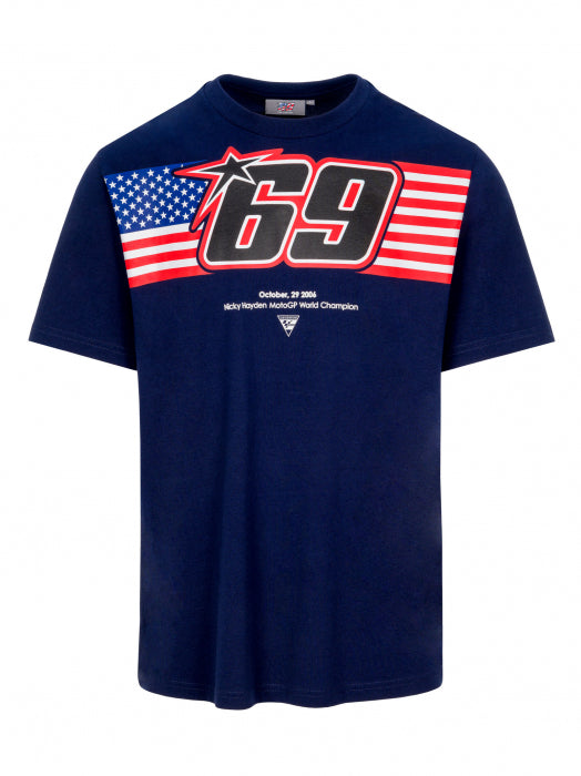 NICKY HAYDEN - AMERICAN FLAG - 69 - BLUE T-SHIRT