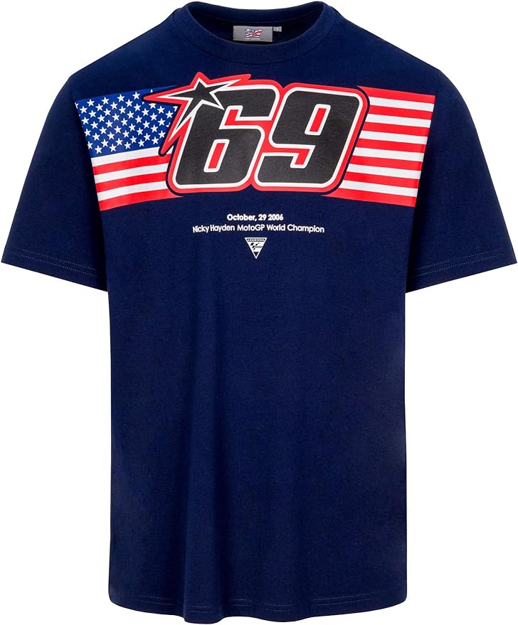 NICKY HAYDEN - AMERICAN FLAG - 69 - BLUE T-SHIRT